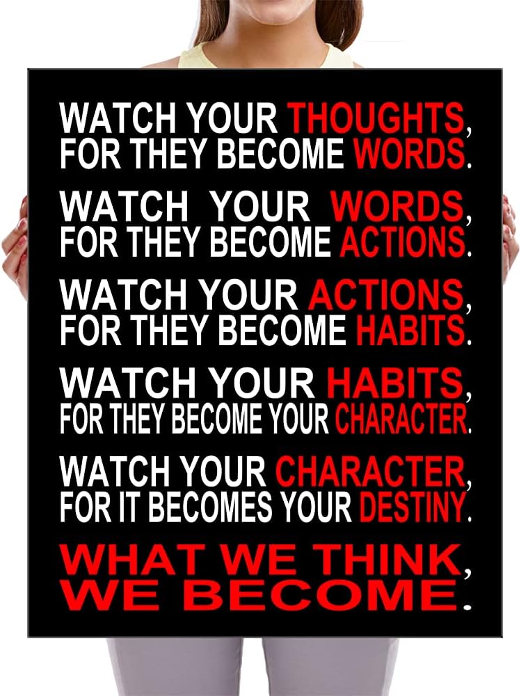 Pyradecor Large Canvas Prints Wall Art Watch Your Thoughts Motivational Classroom Poster Paintings Modern Gallery Wrapped Canvas Print Pictures Artwork for Office Living Room Home Decorations L - Image 4