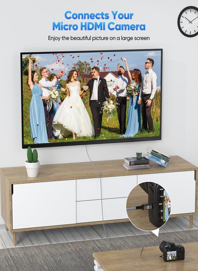 كابل زينيكون 4K مايكرو HDMI إلى HDMI بطول 6 أقدام، محول كابل HDMI إلى مايكرو HDMI عالي السرعة، مضفر من النايلون، يدعم دقة 4K بمعدل 60 هرتز، و2K بمعدل 165 هرتز، وتقنية HDR، وARC، وتقنية 3D، متوافق مع Raspberry Pi 5/4، والكاميرات، وأجهزة الكمبيوتر المحمولة، وبطاقات التقاط الفيديو. - Image 4