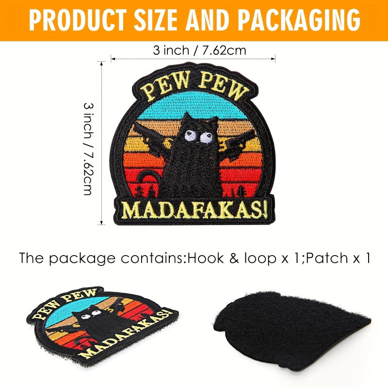1pc Pew Pew Madafas Funny Cartoon Cat Embroidery Patch For Backpacks Hats Jackets - Image 4