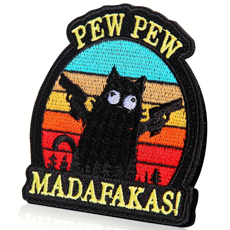 1pc Pew Pew Madafas Funny Cartoon Cat Embroidery Patch For Backpacks Hats Jackets - Image 5