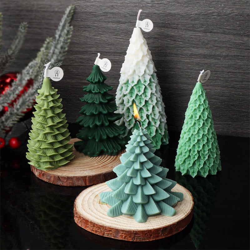 New cross-border Christmas series Christmas tree silicone mold DIY pine aromatherapy candle plaster home decoration(Large plumb pine Christmas tree silicone mold) - Image 3