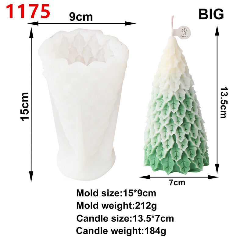 New cross-border Christmas series Christmas tree silicone mold DIY pine aromatherapy candle plaster home decoration(Large plumb pine Christmas tree silicone mold) - Image 1