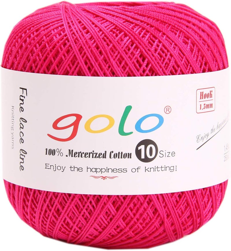 Golo Crochet Thread Yarns for Begingers Size10 Crochet Yarn for Tatting Rose red 188 - Image 1