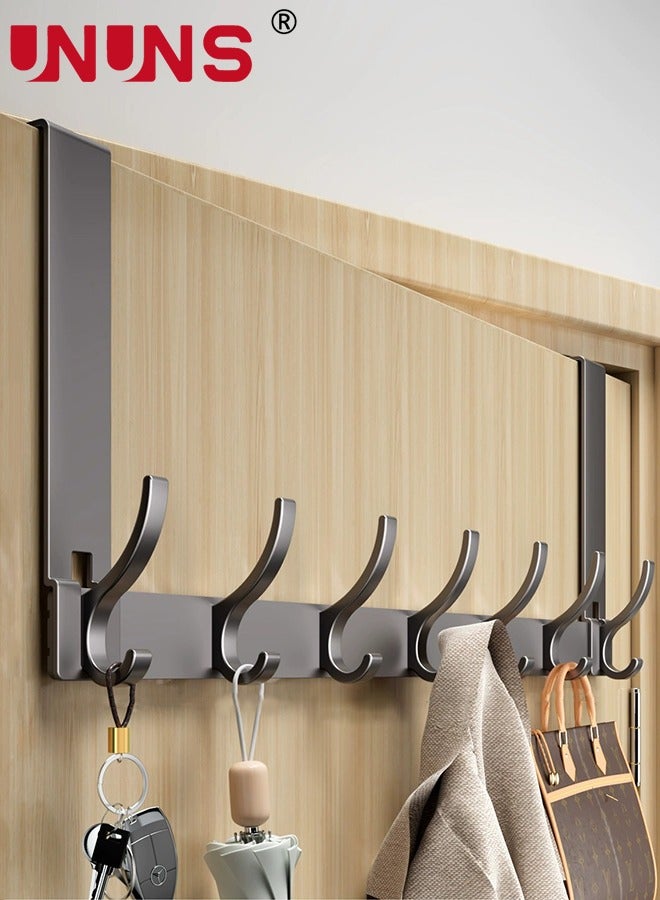 UNUNS Over The Door Hooks,7 Hook Sturdy Door Hanger,Heavy Duty Easy to Install, for Bathroom,Bedroom,Kitchen,Hanging Towels,Coats - Image 1