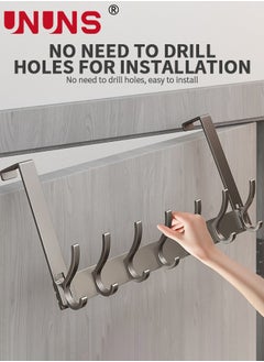 UNUNS Over The Door Hooks,7 Hook Sturdy Door Hanger,Heavy Duty Easy to Install, for Bathroom,Bedroom,Kitchen,Hanging Towels,Coats  - Image 4