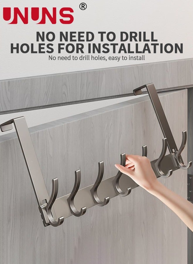 UNUNS Over The Door Hooks,7 Hook Sturdy Door Hanger,Heavy Duty Easy to Install, for Bathroom,Bedroom,Kitchen,Hanging Towels,Coats - Image 4
