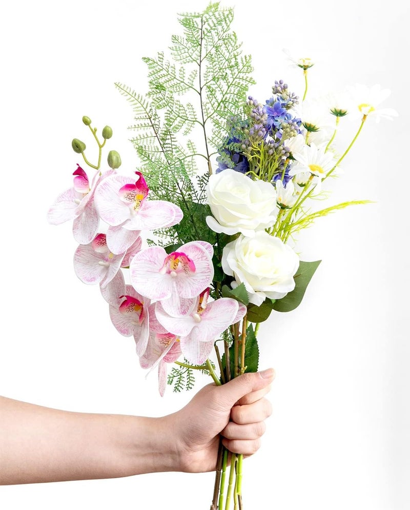 10pcs Artificial Silk Roses, Realistic Long Stem Faux Rose Flowers Bouquet for Wedding Centerpiece, Home and Kitchen Decor, Party Floral Arrangement, Durable Fade-Resistant Faux Flowers (White) - Image 5