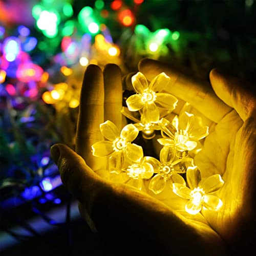 AERYS 75 Flower LED Fairy String Solar Silicon Flower 10 Meter Waterproof 8 Mode Outdoor/Indoor Waterproof Solar Powered Led String Light, Decorations for Garden Yard Balcony (Warmwhite) - Image 5