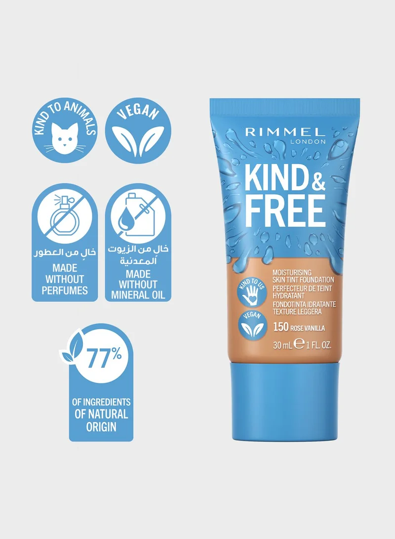 RIMMEL LONDON Kind & Free Skin Tint Foundation - 150 - Rose Vanilla, 30ml