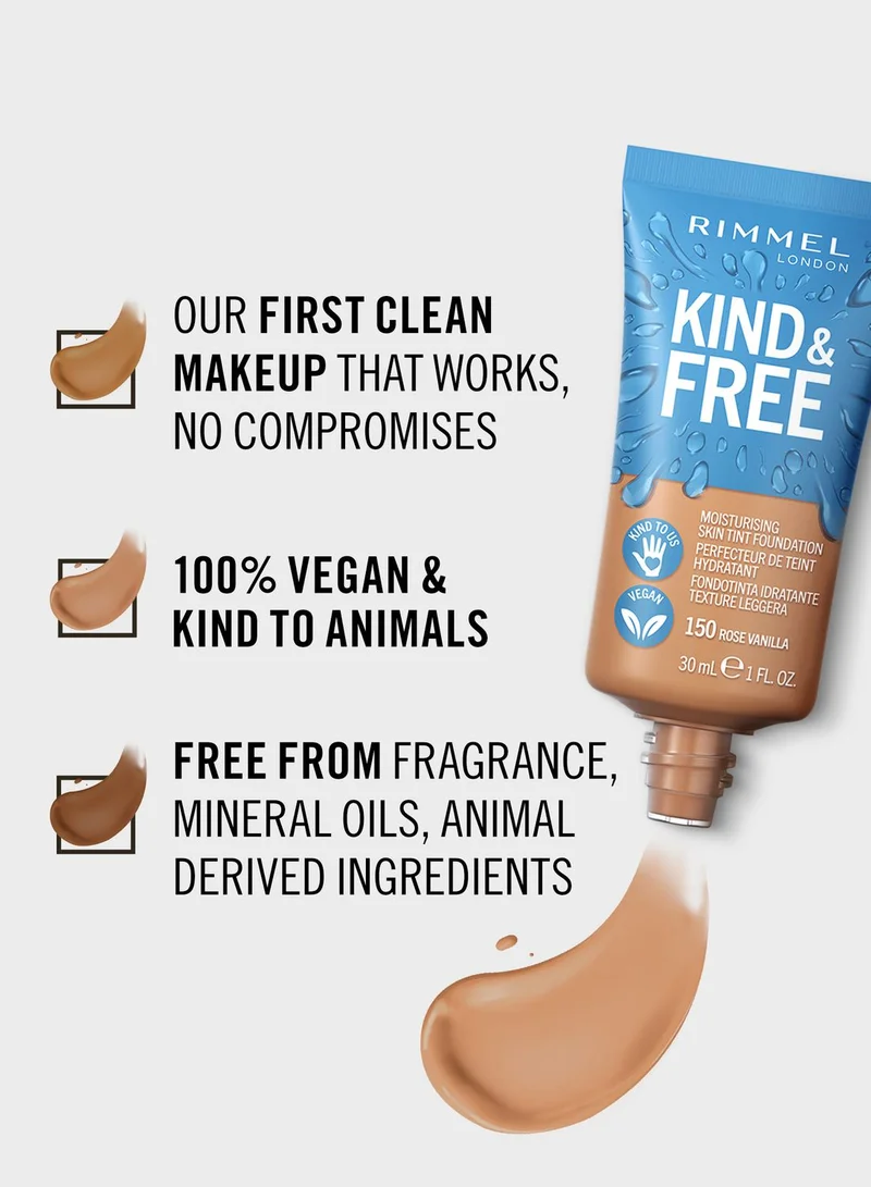 RIMMEL LONDON Kind & Free Skin Tint Foundation - 150 - Rose Vanilla, 30ml