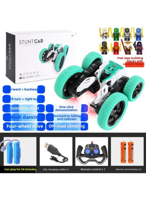 Four-Wheel Drive Remote Control Stunt Dump Truck Rechargeable Toy Boy 360 Degree Rolling Off-Road Vehicle Wholesale-Color:Butterfly-style Four-wheel Stunt Dump Truck [green]-Proportion:Non-rechargeable Version [battery Not Rechargeable, You Need To Bring Your Own]