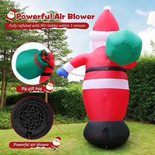 FunFanso 6 FT Christmas Inflatable Santa Claus Outdoor Decorations, Blow up Santa Claus with Gift Bag, Large Xmas Santa Carrying Present Sack, Outside Decor for Yard Garden Lawn Home Party, Built-in LED Lights - Image 2