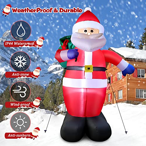 FunFanso 6 FT Christmas Inflatable Santa Claus Outdoor Decorations, Blow up Santa Claus with Gift Bag, Large Xmas Santa Carrying Present Sack, Outside Decor for Yard Garden Lawn Home Party, Built-in LED Lights - Image 3