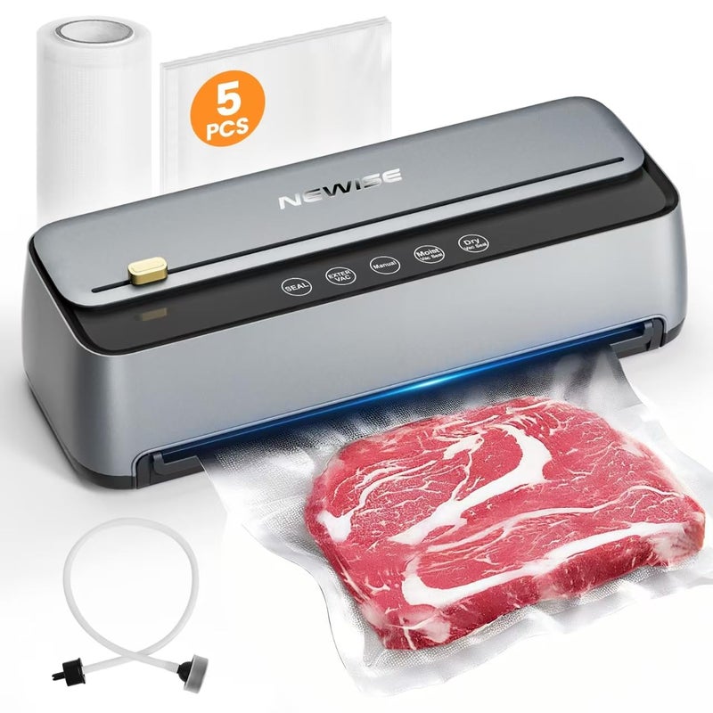 Newise Automatic Vacuum Sealer Machine - Kitchen Gifts for Mom, 85Kpa Powerful Suction for Dry and Moist Food Preservation, External Hose & Bag Cutter, Leakproof Seal, Self-Cleaning Mode - Image 1
