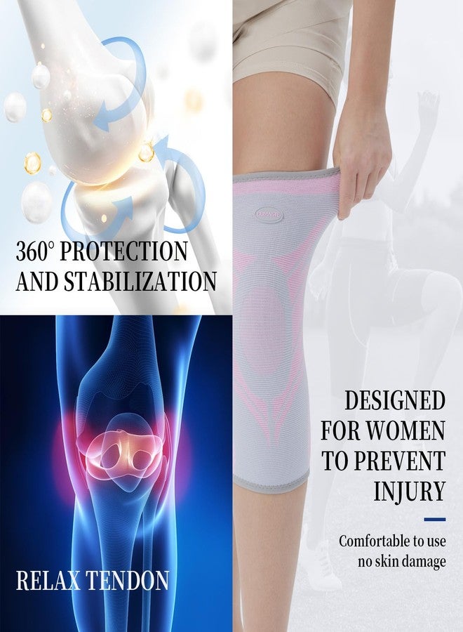 Domaste Sports Slim Knee Braces for Women - No-Slip Knee Compression Sleeve for Dance, Yoga, Knee Support for Knee Pain, Joint Pain Relief(Crystal Rose, L, Pack of 1) - Image 4