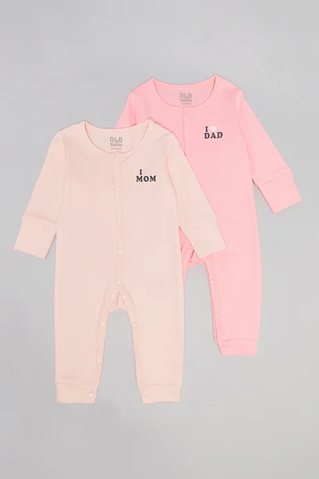 أر أند بي 2 Pack Print Detail Sleepsuits