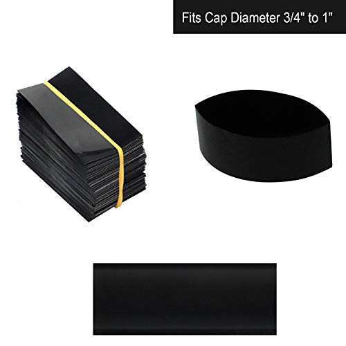 Morepack Black Shrink Bands,45x23mm 200 Pieces Black Heat Shrink Wrap Sealer for Dropper Glass Bottle,Jars Fits Cap Diameter 3/4 to 1 - Image 5