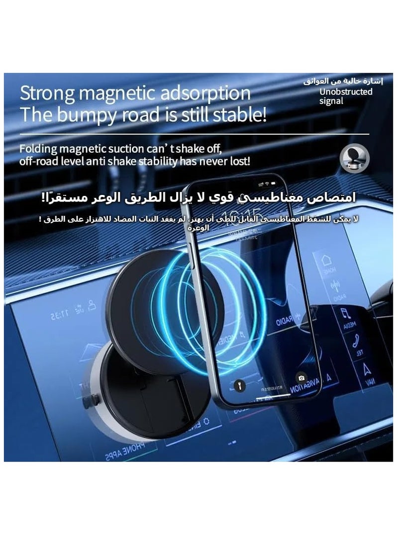 Electric Vacuum Magnetic Car Phone Mount, Suction Cup Phone Holder for Car, Cell Phone Mount Stand, Compatible with iPhone  Android, Suitable for Car/Mirror/Smooth Surface (Silver) - Image 2