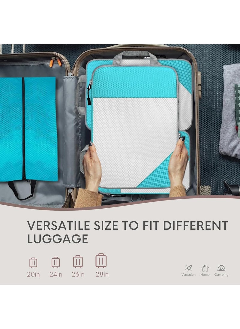 Generic - 4PCS Packing Cube Set Packing Luggage Organizers for Travel Packing Organizers with Laundry Bag Compression Storage Bag Clothing Underwear Bag for Man & Woman (4pc Blue) - Image 1