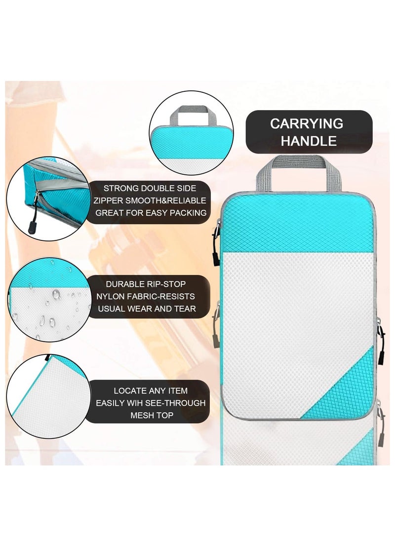 Generic - 4PCS Packing Cube Set Packing Luggage Organizers for Travel Packing Organizers with Laundry Bag Compression Storage Bag Clothing Underwear Bag for Man & Woman (4pc Blue) - Image 1