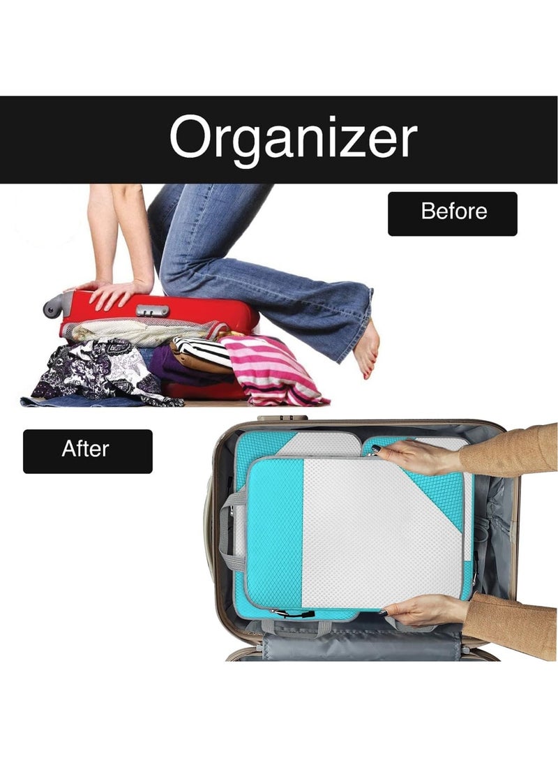 Generic - 4PCS Packing Cube Set Packing Luggage Organizers for Travel Packing Organizers with Laundry Bag Compression Storage Bag Clothing Underwear Bag for Man & Woman (4pc Blue) - Image 1