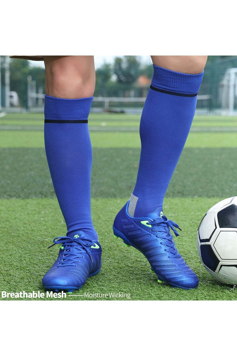 جناح السماء جوارب كرة قدم رجالية ونسائية، جوارب رياضية ضاغطة ومطاطة حتى الركبة، جوارب كرة قدم للجنسين - أزرق - 3 أزواج - Image 4