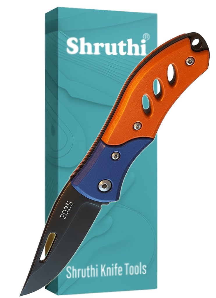 Shruthi Dual Dynamo Orange Carbon Steel Foldable Knife (Manual) For Kitchen, Home,Travel and Office Tool Carbon Steel pack of 1 (ORANGE) - Image 1