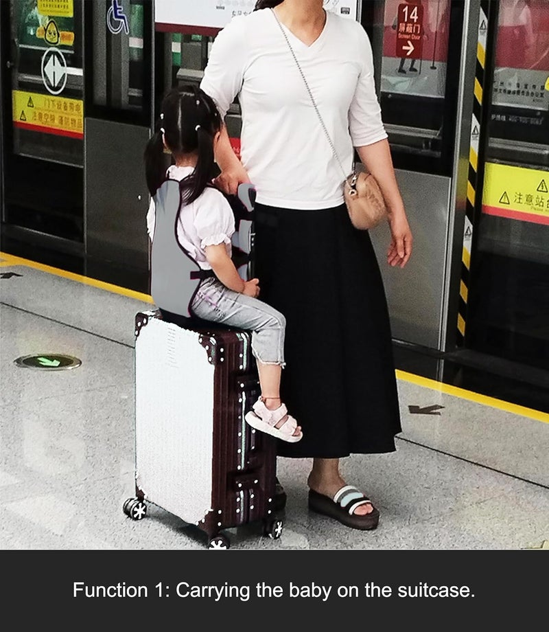 saicheek 3IN1 Toddler Travel Suitcase Seat with AntiSlip RopeRide on Suitcase for KidsKids Carrier on your Back or In The ArmsSuitable for All Kinds of Suitcases - Image 2
