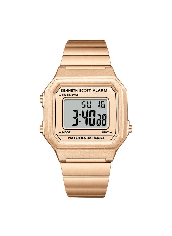 KENNETH SCOTT Women's  Digital Display Watch With Rose Gold Stainless Steel Strap - K25705-RBKK  - Image 1