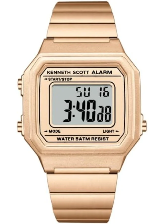 KENNETH SCOTT Kenneth Scott Ladies's Watch, Digital Display and Stainless Steel Strap - K25705-RBKK, Rose Gold