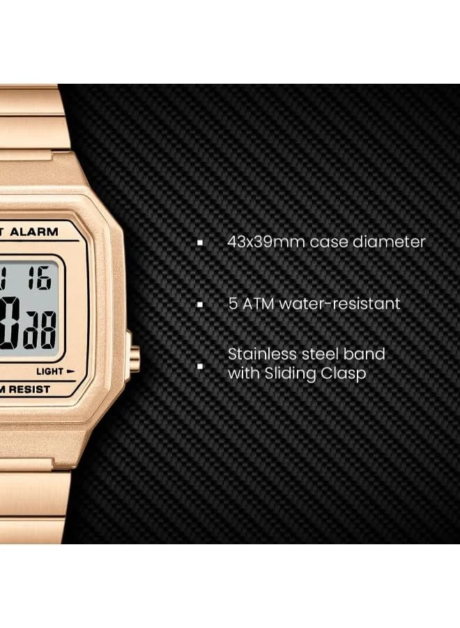 KENNETH SCOTT Kenneth Scott Ladies's Watch, Digital Display and Stainless Steel Strap - K25705-RBKK, Rose Gold