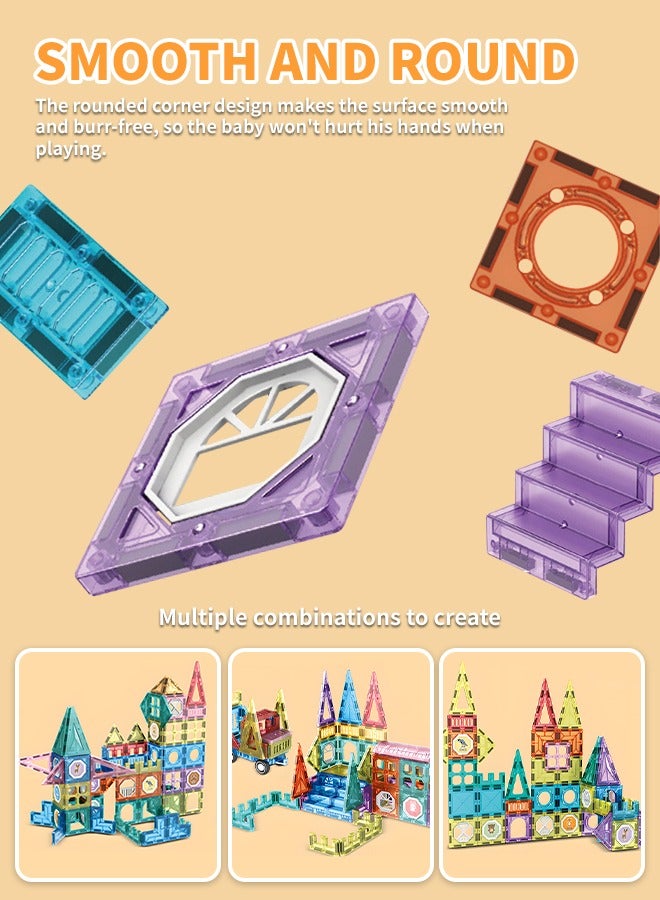 58pcs  Magnetic Building Blocks, Magnetic Building Tiles with Various Shapes, Suitable for Developing Motor Skills and Creativity  - Image 5