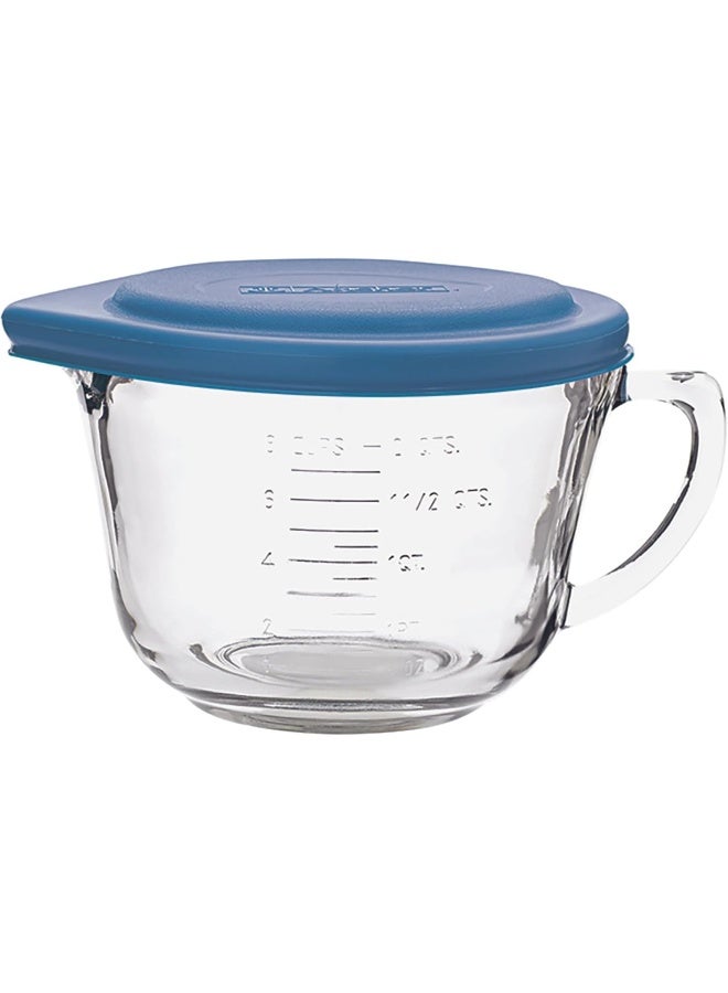Anchor Hocking Batter Bowl, Glass Mixing Bowl with Blue Lid - 2.0 Ltr (81106) - Image 1