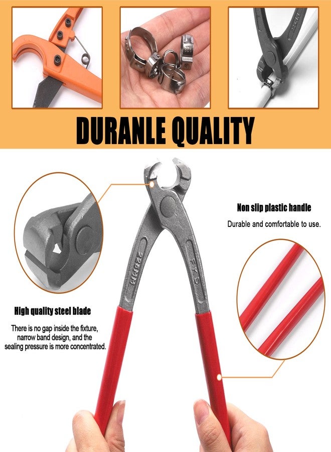 Tanstic 42Pcs 9 inch Ear Clamp Pliers with 5 Sizes 304 Stainless Steel Single Ear Hose Clamps and PEX Tube Cutter, Pincer Crimper Tool Ear Clamp Pliers Crimper Nail Puller - Image 3