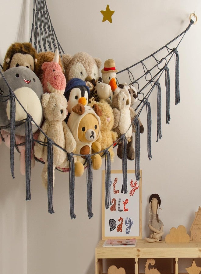 mirolam Stuffed Animal Storage Hammock Net - Toy Hammock Net for Stuffed Animals Corner - Hanging Stuff Animal Organizer Holder Large Size Baby Nursery Room Decor-Grey - Image 2