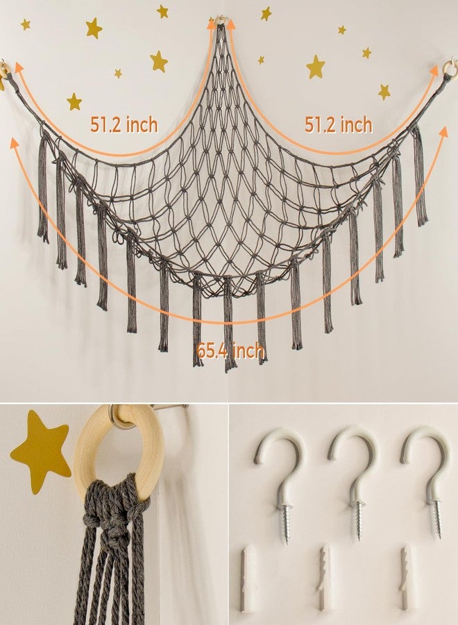 mirolam Stuffed Animal Storage Hammock Net - Toy Hammock Net for Stuffed Animals Corner - Hanging Stuff Animal Organizer Holder Large Size Baby Nursery Room Decor-Grey - Image 5