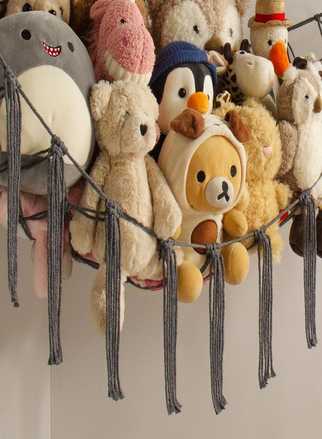 mirolam Stuffed Animal Storage Hammock Net - Toy Hammock Net for Stuffed Animals Corner - Hanging Stuff Animal Organizer Holder Large Size Baby Nursery Room Decor-Grey - Image 3