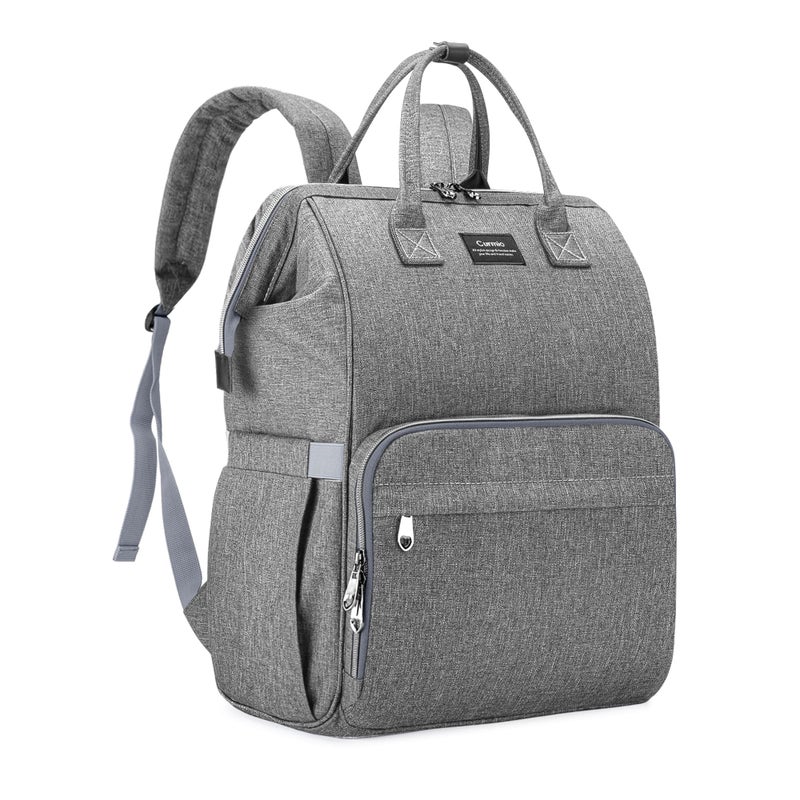 CURMIO CURMIO Breast Pump Bag Backpack Compatible for Spectra S1 S2 Medela Pumping Tote with Compartment for Cooler Bag with Padded Laptop Sleeve for Working Moms Gray 