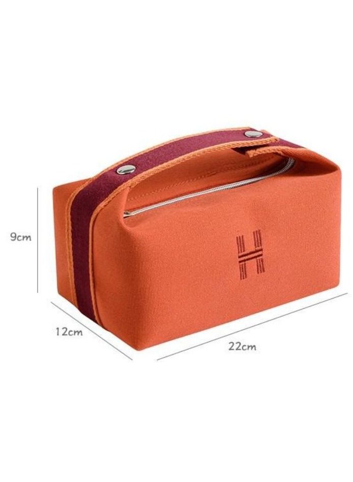 حقيبة أدوات الزينة المحمولة بسيطة حقيبة مستحضرات التجميل مقاوم للماء الغبار حقيبة تخزين السفر الأصفر - Image 4