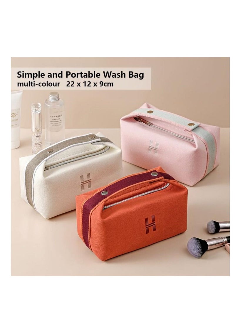 حقيبة أدوات الزينة المحمولة بسيطة حقيبة مستحضرات التجميل مقاوم للماء الغبار حقيبة تخزين السفر الأصفر - Image 2