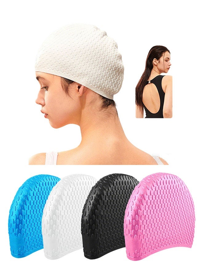 ZVEV 4Pcs Silicone Swim Cap, Durable Waterproof Swim Cap, Can Protect your Head, Keep your Hair Dry, Suitable for Both men and Women, Suitable for Long and Short Hair - Image 1