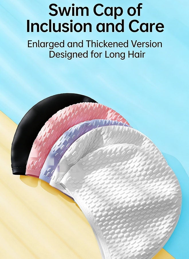 ZVEV 4Pcs Silicone Swim Cap, Durable Waterproof Swim Cap, Can Protect your Head, Keep your Hair Dry, Suitable for Both men and Women, Suitable for Long and Short Hair - Image 4
