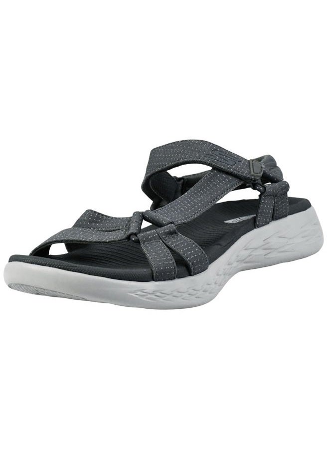 SKECHERS Women's 15316 Ankle Strap Sandals, Medium, Charcoal Textile Trim, 37 EU - Image 1
