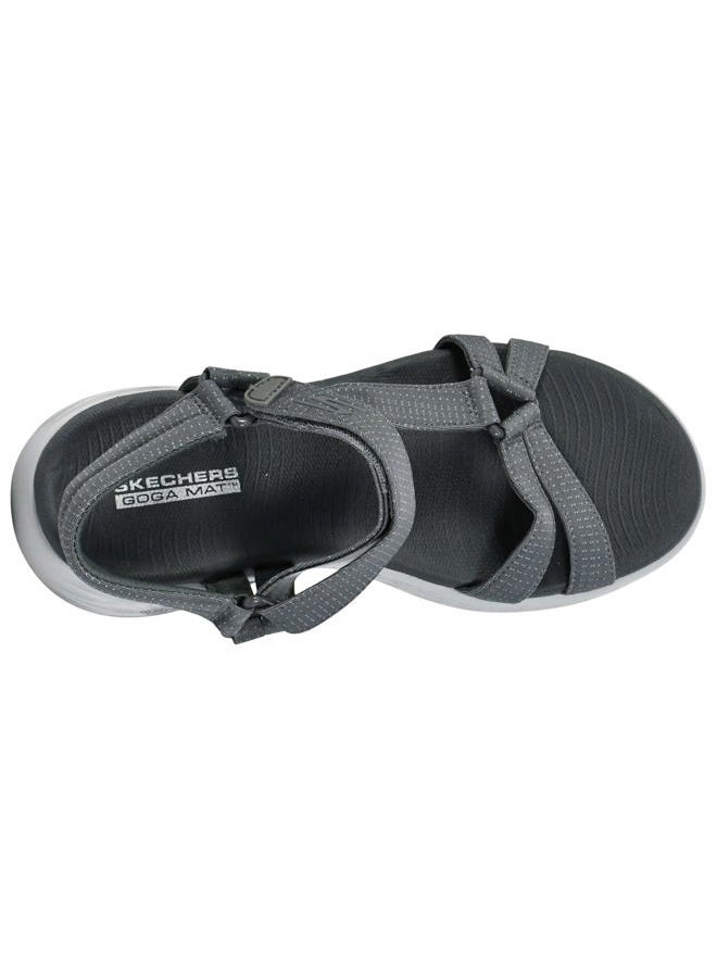 SKECHERS Women's 15316 Ankle Strap Sandals, Medium, Charcoal Textile Trim, 37 EU - Image 5