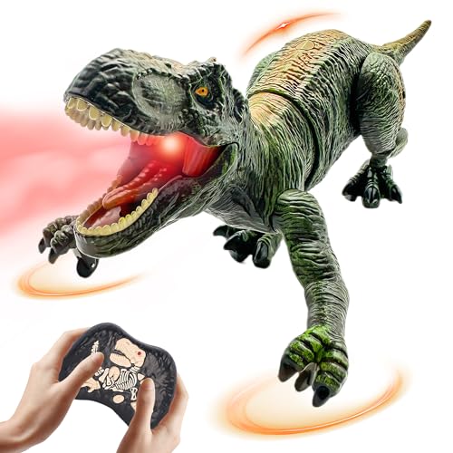 Moskiddo Remote Control Dinosaur Toys for Kids 35 57 812 1012 Electronic RC T Rex Dino Robot Toy for Boys Top Christmas Birthday Gifts for 6 7 8 9 10 11 12 Year Old Boys Color Green - Image 1