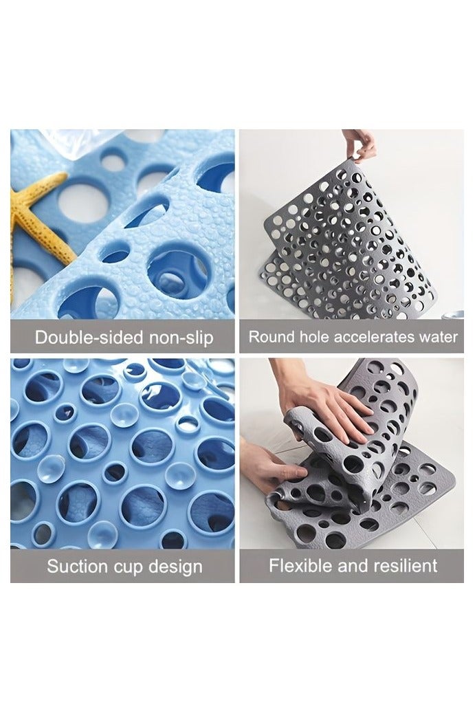 هومستر حمامات غير انزلاقية مع كؤوس امتصاص، حوض دش جاف سريع مع تصميم ثقب دائري، حلقات التدليك، مثالي لحمامات المنازل والفنادق، أحواض الاستحمام، رمادي، أساسيات حمام الفندق في حمام التدليك حوض دش دائم، حمامات الحمام للحمام - Image 3