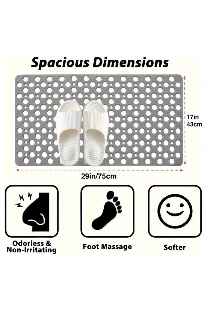 هومستر حمامات غير انزلاقية مع كؤوس امتصاص، حوض دش جاف سريع مع تصميم ثقب دائري، حلقات التدليك، مثالي لحمامات المنازل والفنادق، أحواض الاستحمام، رمادي، أساسيات حمام الفندق في حمام التدليك حوض دش دائم، حمامات الحمام للحمام - Image 4