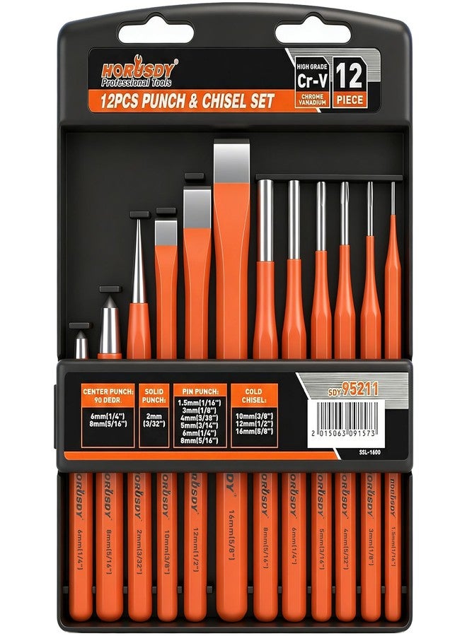 HORUSDY 12-Piece Punch and Chisel Set, Including Taper Punch, Cold Chisels, Pin Punch, Center Punch - Image 1