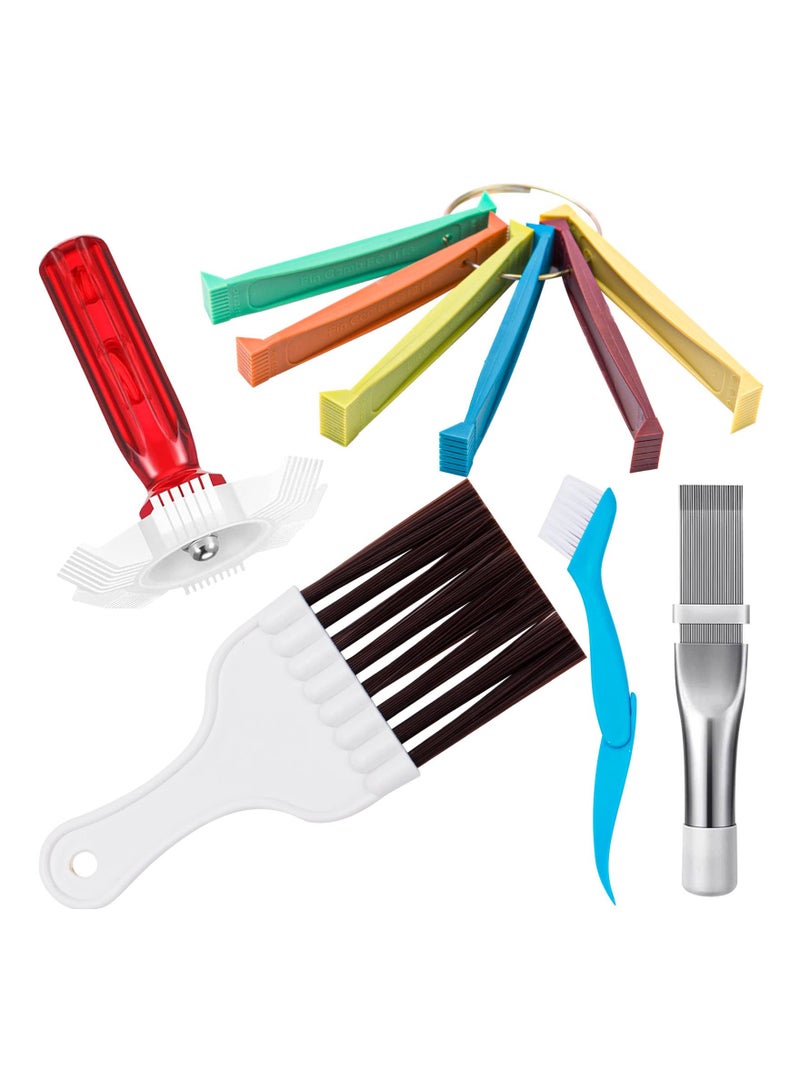 Excefore 5 Pcs Air Conditioner Fin Cleaner Set, 3 Different Ac Fin Comb Condenser Fin Straightener, 2 Different Brush Condenser Ac Coil Cleaner Air Refrigerator Fin Cleaner Evaporator Radiator Repair Clean Too - Image 1