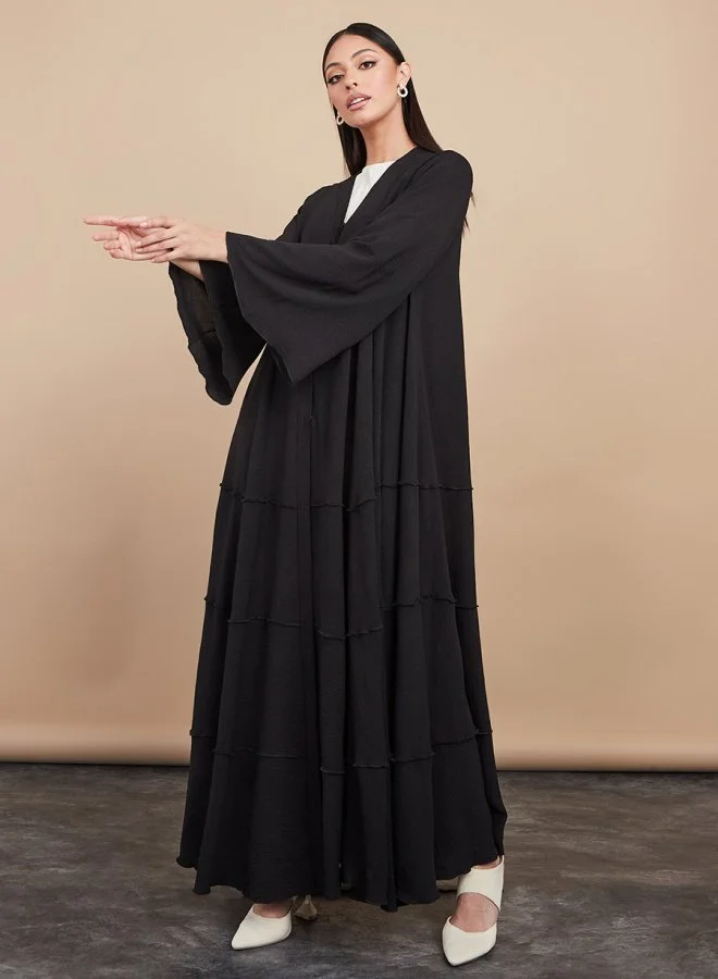 Styli Frill Detail Abaya with Button Closure